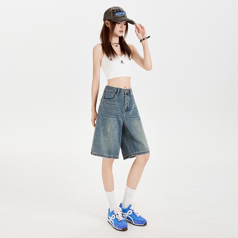 Women's 2025 Summer Loose Slimming Korean Style Denim Shorts - Trendy Casual Versatile Fashion