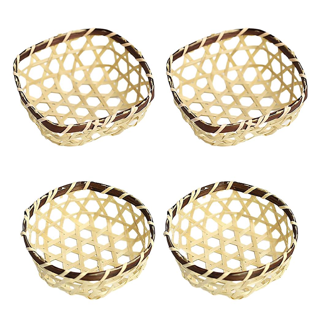 2 Stück Handgefertigte Bambus Servierkörbe für Dekorative Tischverwendung Snacks und Früchte Aufbewahrungstablett Dekokorb
