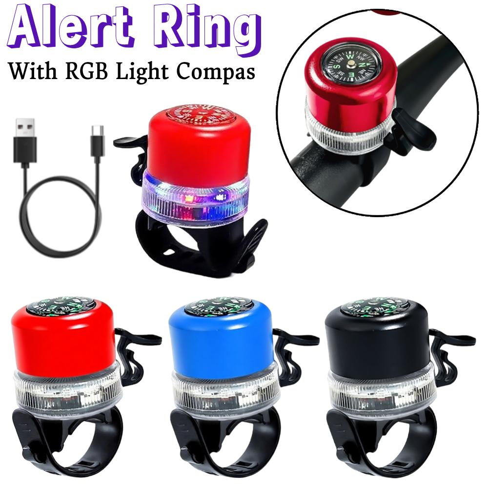 Bike Bell Alert Ring With RGB Light Compas With Charging Cable Sound Ringer Waterproof for BICYCLE Handlebars
