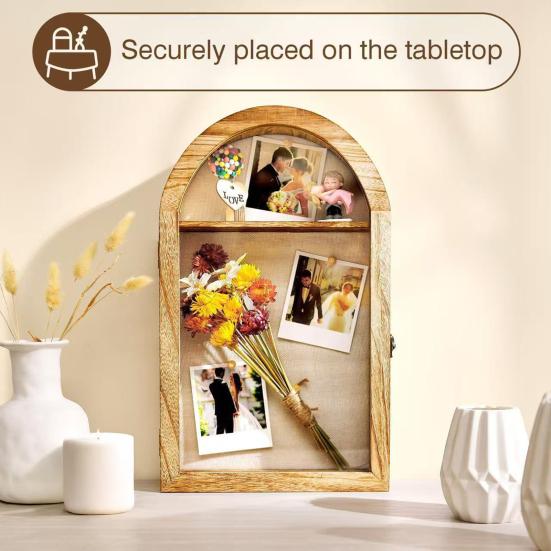 DIY Wooden Photo Frame Artificial Bouquent Wedding Souvenirs Display Oval Frame Picture Holder Home