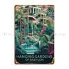 Hanging Gardens Of Babylon Traditional Travel Poster Metal Plaque Create Pub Mural Create Customize Custom Tin Sign Poster