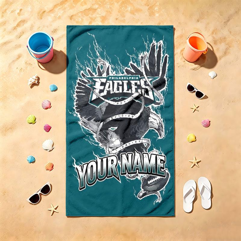 Philadelphia Eagles (23) Beach Towel Customizable Text Comfortable Pool Towels Stylish Beach Accessories Must Have Gifts for Both Men and Women