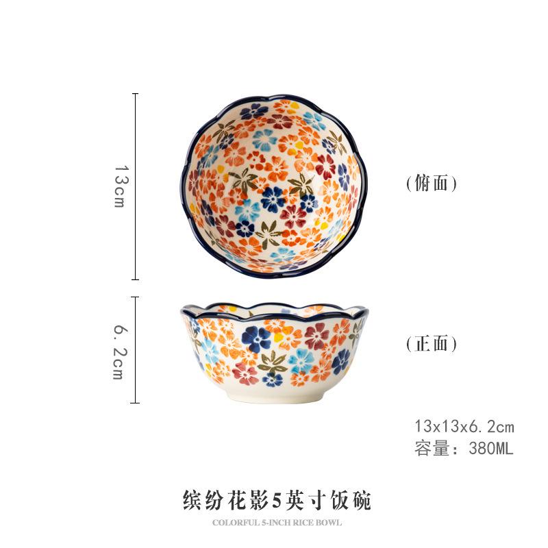 Hand painted ceramic bowls, household tableware, retro soup bowls, noodle bowls, rice bowls, underglaze colored yogurt bowls, personal use