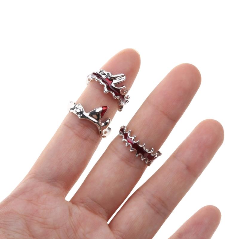 Punk Finger Rings Red Flame Open Finger Rings Adjustable Finger Rings Metal Material Jewelry Gift for Men Women Girls