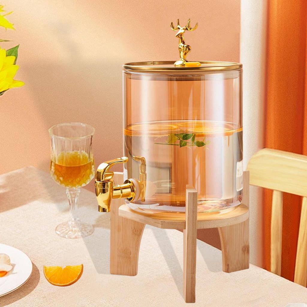 Modern Glass Cold Kettle Beverage Dispenser with Stand Large Capacity Juice Water Jug for All Occasions and Outdoor Use