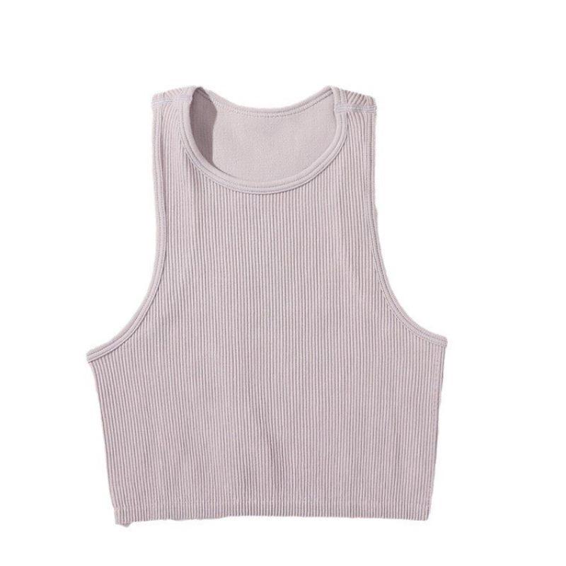 

Высокоэластичный бесшовный жилет для йоги - быстросохнущий, без рукавов, с высокой талией, облегающий крой Large светло-фиолетовый