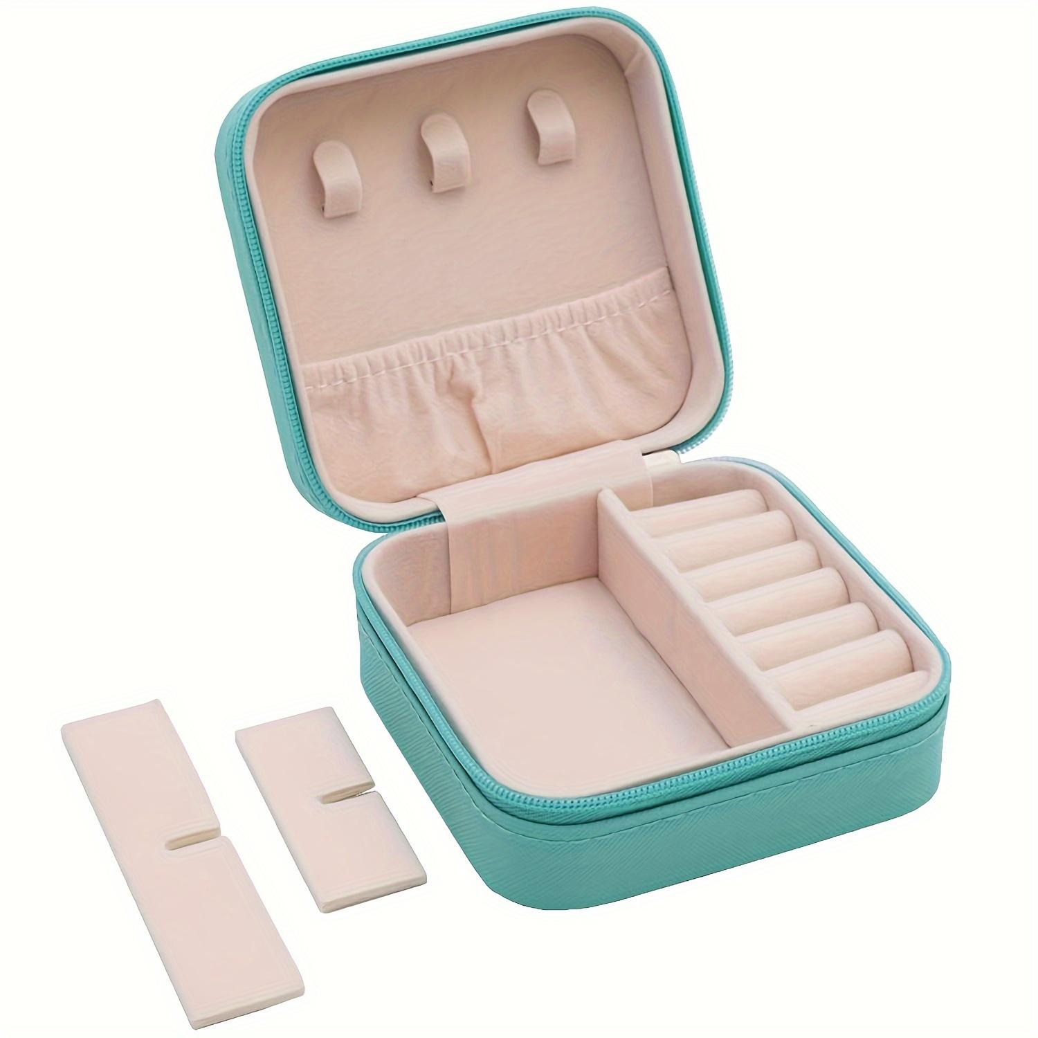 

1 маленькая шкатулка из искусственной кожи, дорожная портативная шкатулка для драгоценностей для колец, подвесок, серег, ожерелья, браслета, органайзера синий