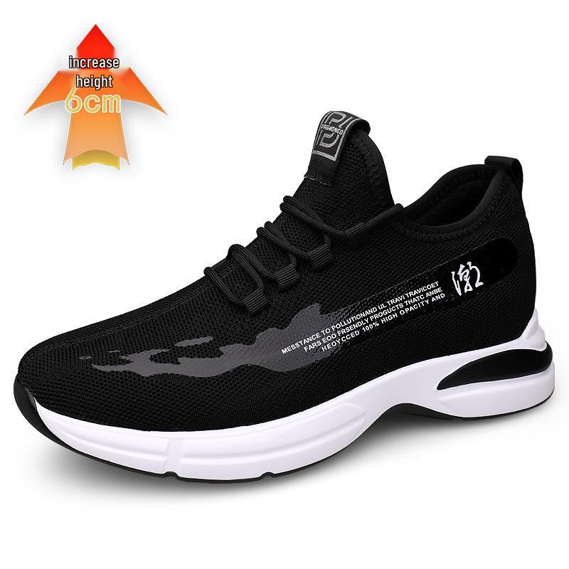 Men s Flyknit Breathable Mesh Shoes with 8CM Invisible Height Increase 40