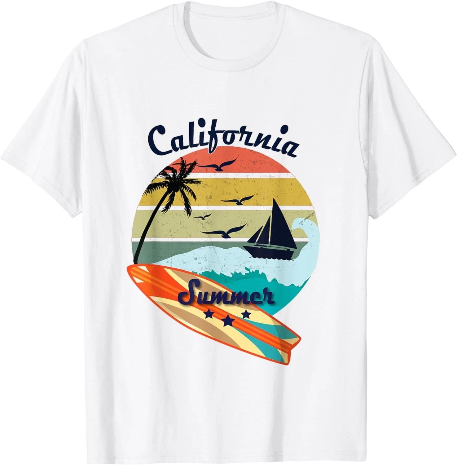 California Retro Surf T Vintage palm tree surfboard Gift Unisex T-Shirt 3XL