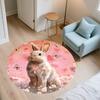 Rabbit and Flowers pattern round rug,Carpet Rug for Living Room Bedroom Sofa Playroom Decor,Non-slip Floor Mat,Holiday Gifts and Birthday Gifts
