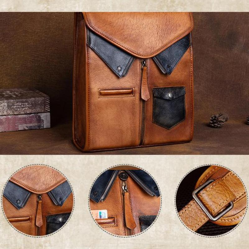 Johnature Mochila Vintage de cuero genuino para mujer, bolso de viaje de gran capacidad para ocio, Cuero de vaca Real, mochilas creativas