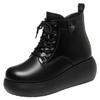 Zapatos de Plataforma de Fondo Grueso Cómodos de 6 cm Botas de Cuero Suave Invierno 2025 Tacones Medios Cuñas Piel Corta Nieve Botines para Mamá
