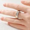 Dazzling Inlaid White CZ Women's Ring Classic Two Color Geometry Daily Wear Party Jewelry Anniversary Gift
