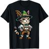 Oktoberfest Cat Funny German Bavarian Lederhosen Cat Lover T-Shirt