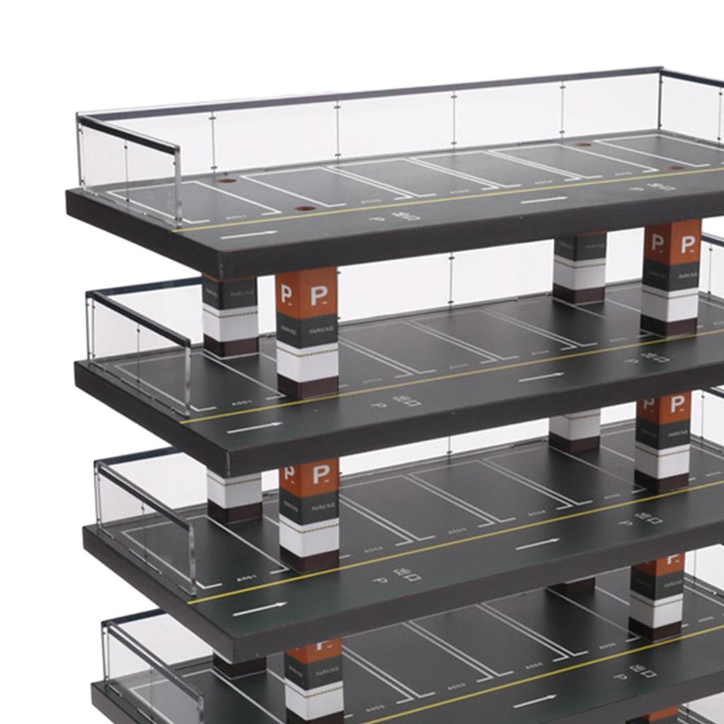 1/64 Parking Lot Display Case Model Car Garage Wood Frame Collectibles Layout Ornaments