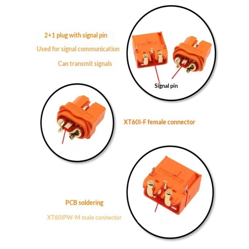 Amass Amass Xt60I-F Male + Female 2+1 Connector Signal Pin Plug For Rc Lipo Battery Charger Controller Motor Parts