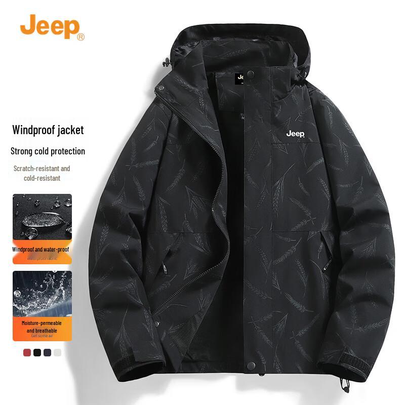 Jeep Men's 2025 Autumn Detachable Hood Outdoor Jacket
