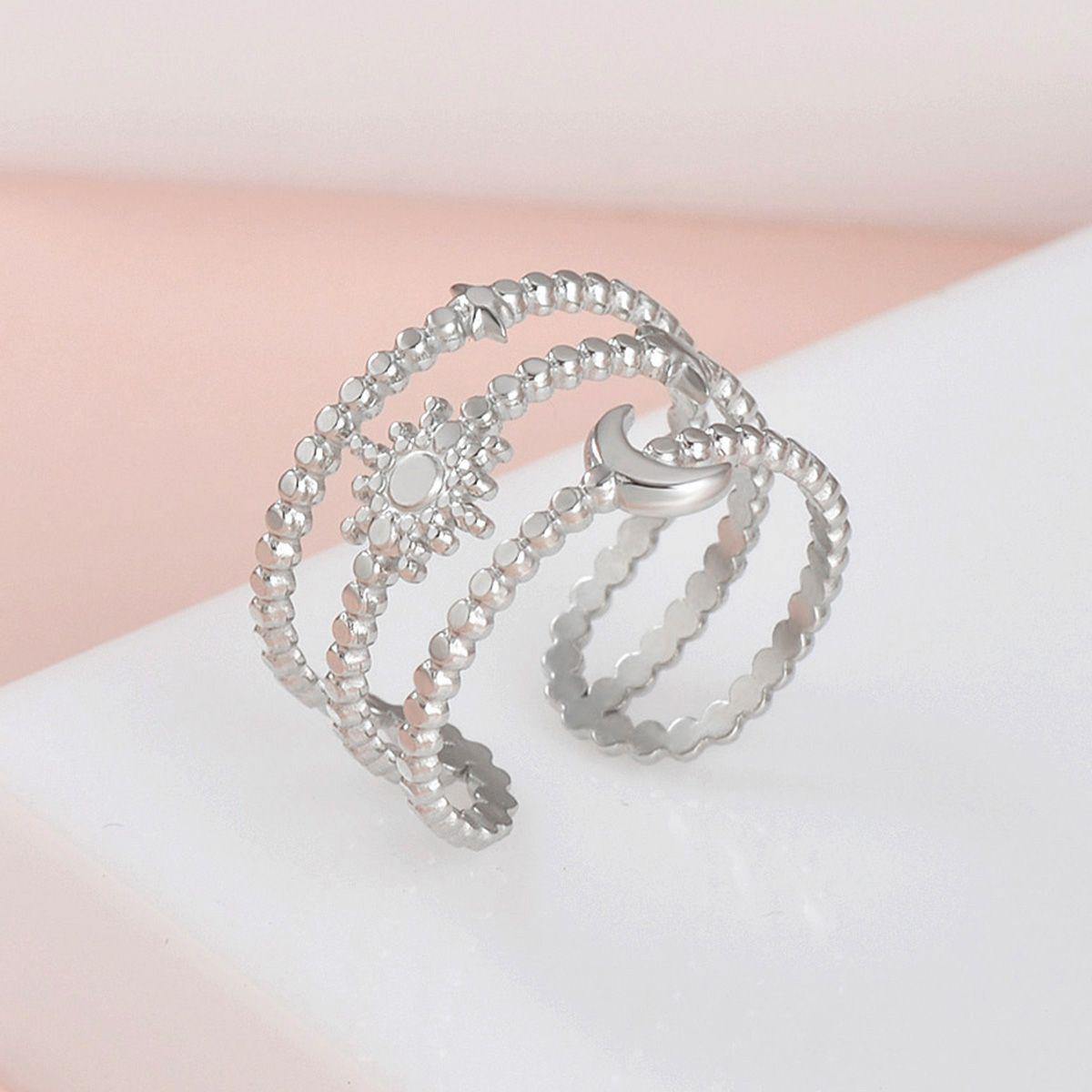 Adjustable Stainless Steel Retro Star Ring for Women - Gold Vacuum-Plated, Fade-Resistant. Adjustable Open