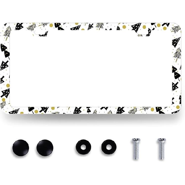 Blue Boho Flowers License Plate Frame Cute Floral License Plate Personalise Auto Parts For Men Women Car Decoration Stainless Steel Funny License