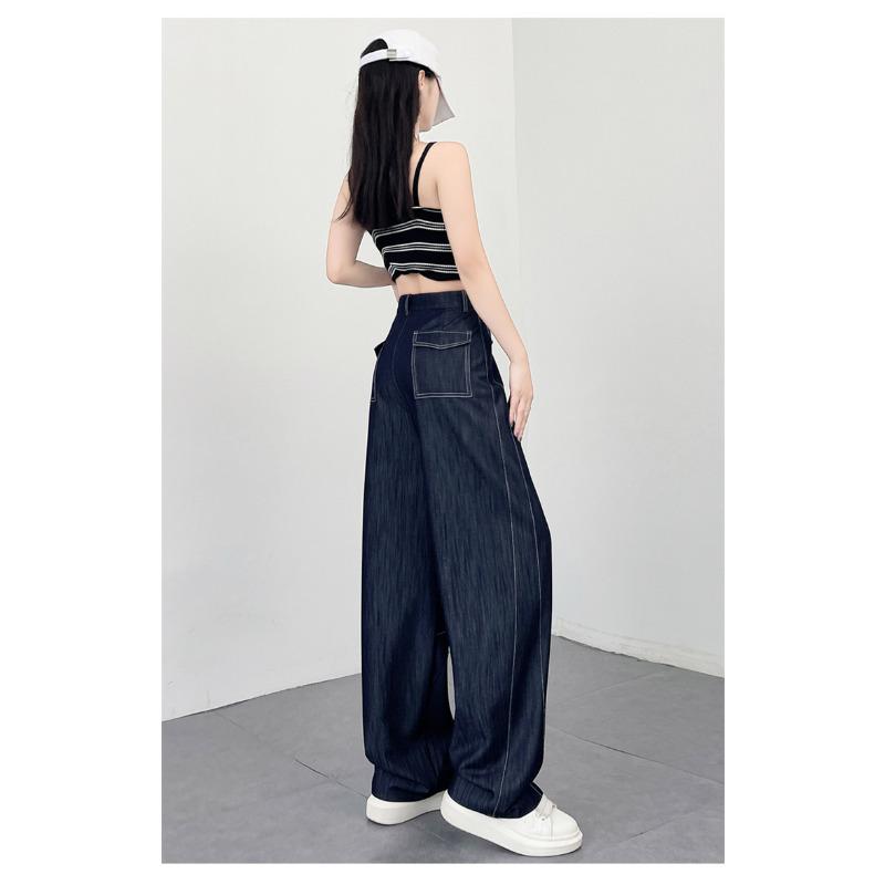 

Летние тонкие свободные тонкие брюки с высокой посадкой, прямые, драпирующиеся, широкие 2XL