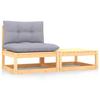 Garden Furniture Set - vidaXL - 2 Pcs - Solid Pine Wood - Comfortable Cushions - Modular