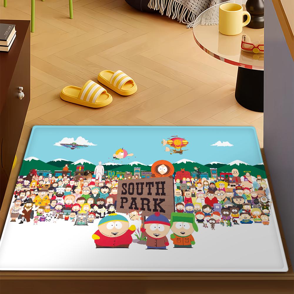 Cartoon S-SOUTH PARK Funny Door Mat Bath Microfiber Decorative Versatile Flannel Floor Mat Quick Dry Absorbent Non-slip Sole