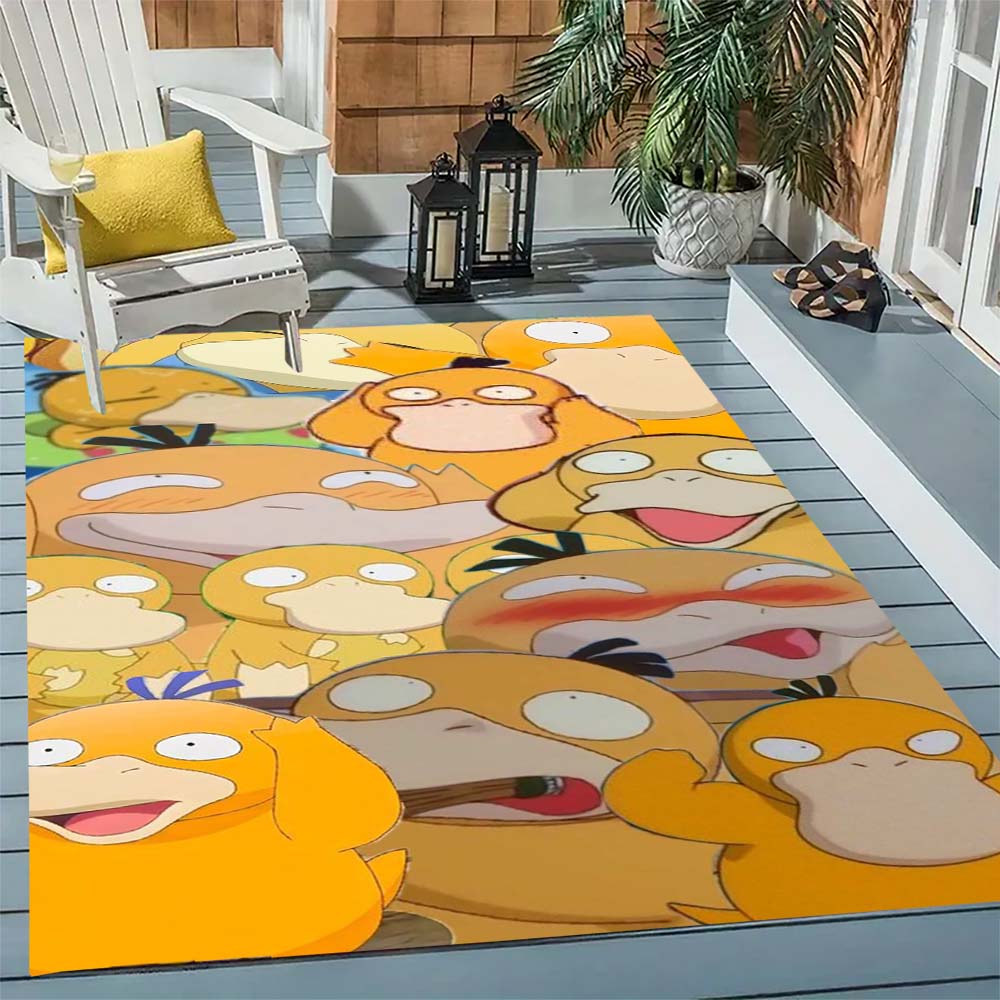 Pokemon Enton Süßer Teppich Schönes Cartoon-Enten-Design Waschbarer Anti-Rutsch-Teppich für Kinderzimmer