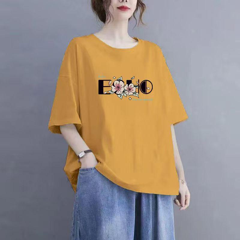 Summer New Short-sleeved T-shirt Women Loose Women's Printed Half-sleeve Tops