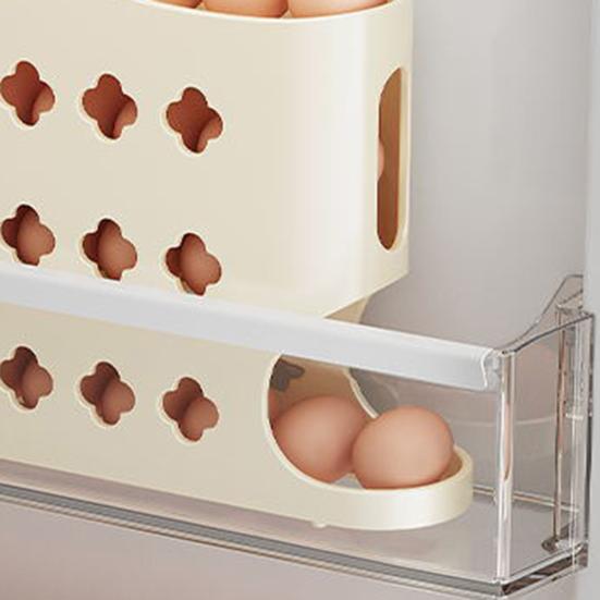 Suport pentru ouă pentru frigider Dispenser automat pentru ouă cu rostogolire Economisire de spațiu Organizator de ouă pe 4 niveluri Suține 30 de ouă pentru frigider Blat de bucătărie