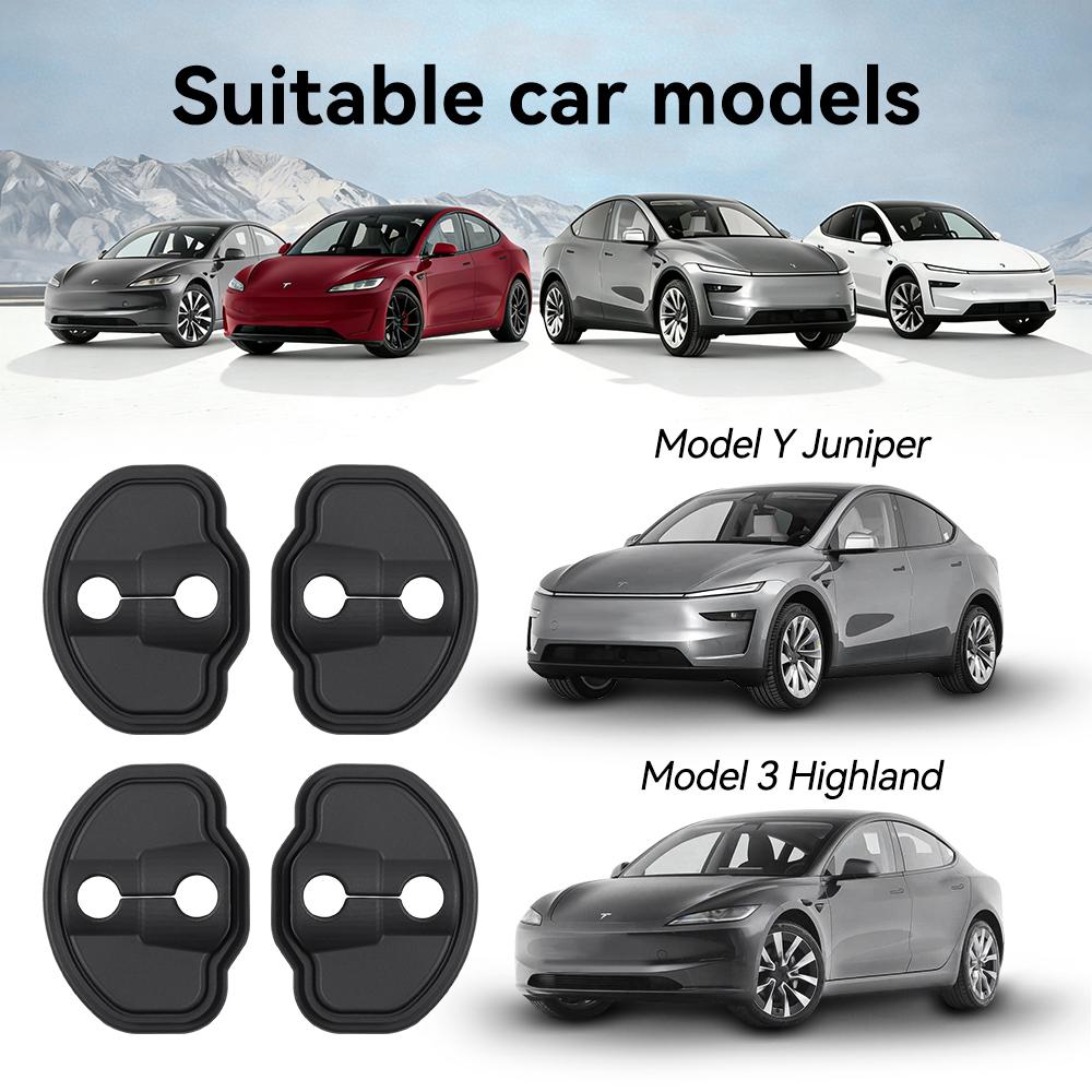 YZ 4Pcs Car Silicone Door Lock Cover Protective Stickers Car Door Lock Damper For Tesla Model 3 Y YL Highland Juniper Accessorie