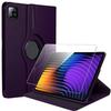 Case + Tempered Glass for Xiaomi Pad 7 / 7 Pro, Shockproof 360° Rotating Synthetic Leather Purple