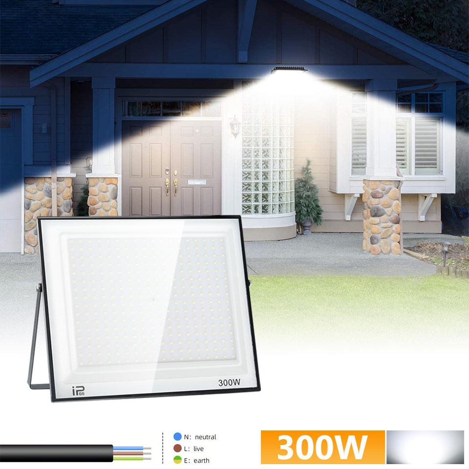 LED Floodlight AC110V/220V 20/30/50/70/100/150/200/300W Aluminum For Outdoor Lighting IP66 Waterproof Garden Courtyard Lamp