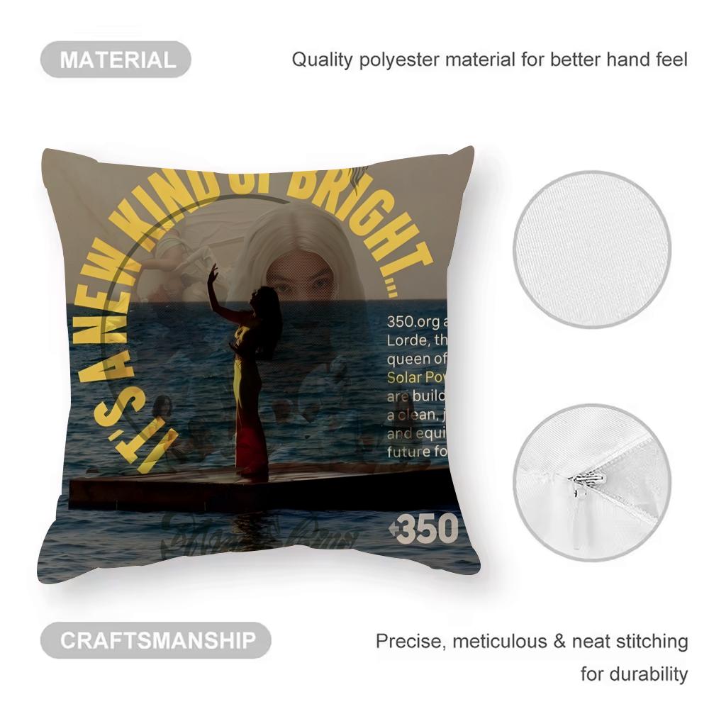 Lorde-Solar Power Cushion Cover Anti-dustmite Pillowcase Invisible Zipper Silky Short Plush Sofa Cushion Cover