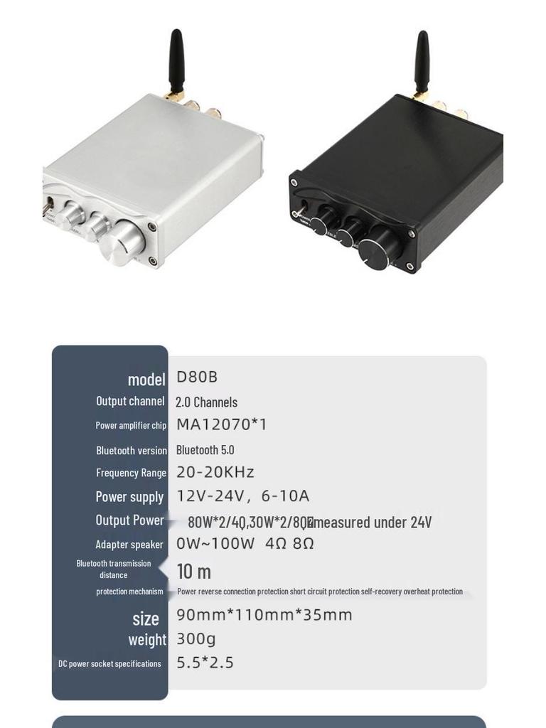Infineon MA12070 D80B Zweikanal-HiFi-Bluetooth 5.0 High-Power-Audiophiler Verstärker
