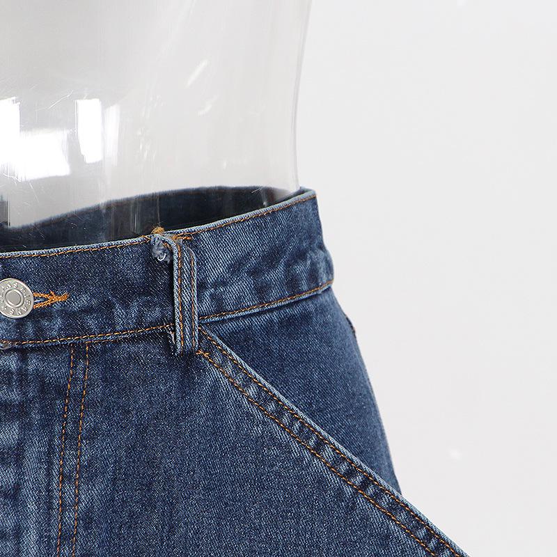 2025 Summer Street Style Denim Skirt: Women's Long Skirt with Unique Personality and Big Pocket Design