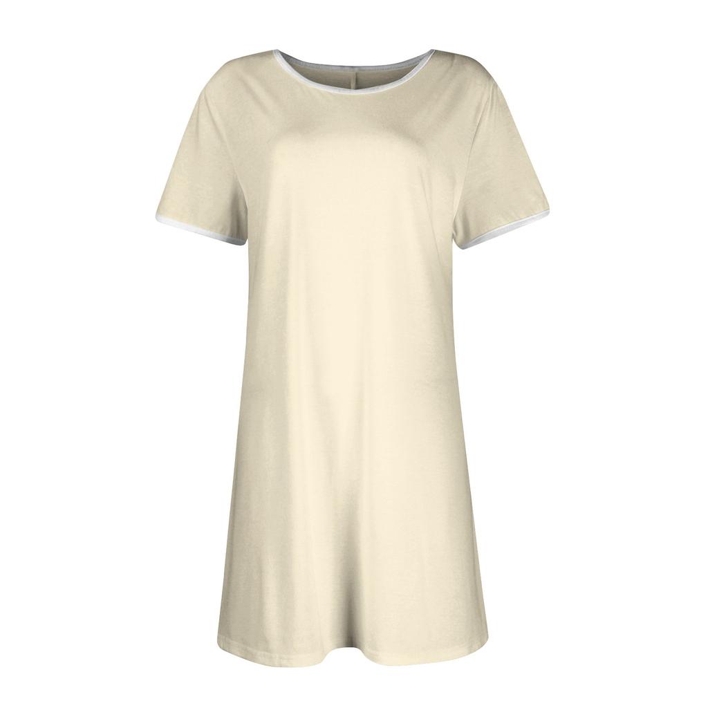 Damenmode, lässig, einfarbig, Rundhalsausschnitt, kurzärmlig, kurzer Rock