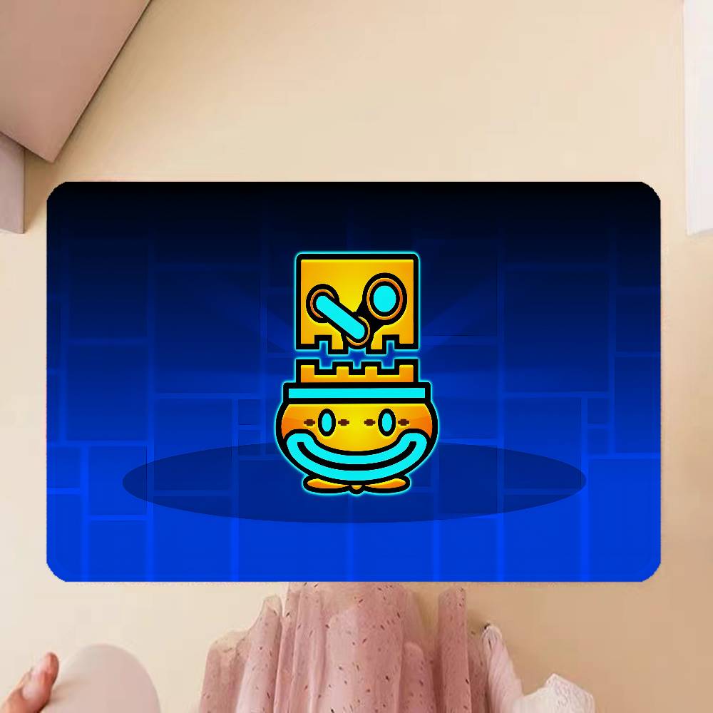 Cartoon Geometry Dash Video Game Kitchen Mat Kids Room Bedroom Decoration Balcony Anti-Slip Doormat Living Room Alfombra