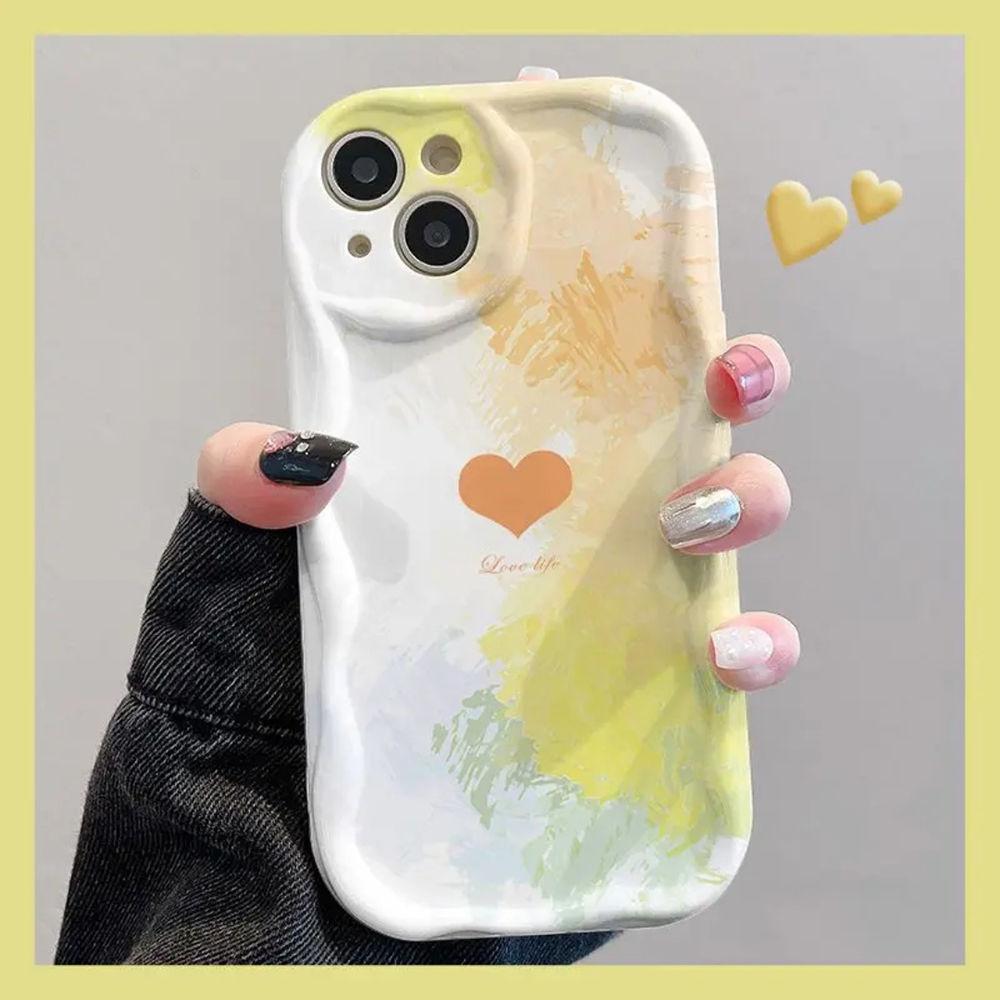 Colorful Little Heart Applies To iPhone17promax Mobile Phone Case Apple 16 Cream Wave 14/13 Soft Case 15