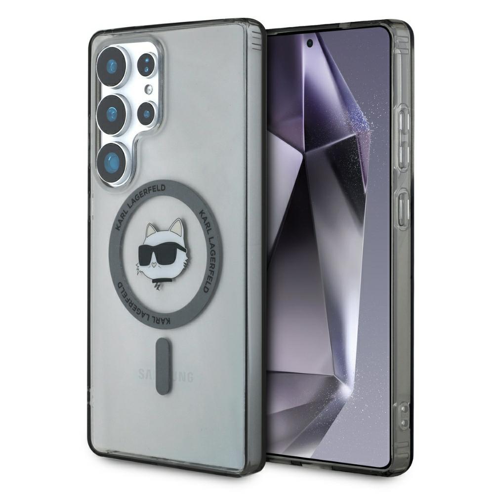 Karl Lagerfeld Button Choupette Head Printed Logo Case for Samsung Galaxy S25 Ultra Black