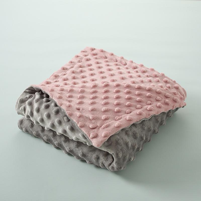 Newborn Mung Bean Velvet Soothing Baby Swaddle Blanket with Double Layer Edging and Bubble Press Design