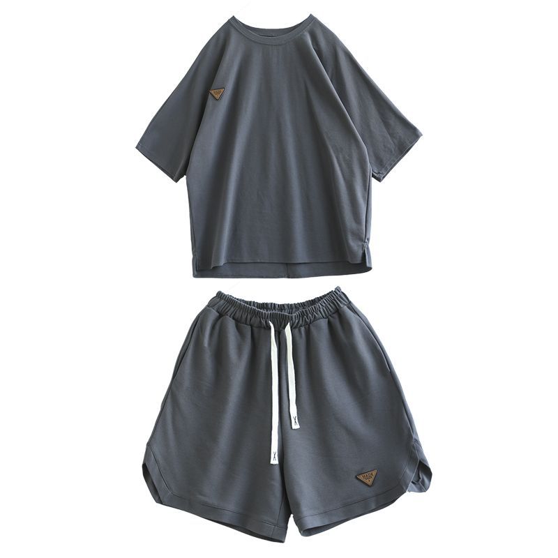 Suit Women's Summer Short-sleeved Top Loose Retro Casual Shorts Women's Two-piece Set