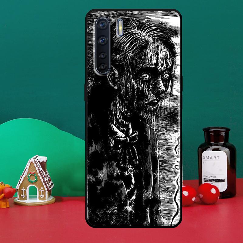 Pouzdro na hororovou mangu Junji Ito pro OPPO A5 A9 A31 A53 2020 A53S A1K A3S A5S A15 A52 A72 A83 A91 A54 A74 A94 Coque