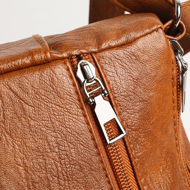 Odinė kryžinė rankinė su daug kišenių moterims, vintažinė, skirta kasdienai, ant peties, vidutinio amžiaus mamai, tinkama kasdieniam važiavimui į darbą, darbui, apsipirkinėjimui