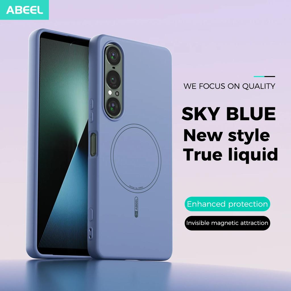 Silicone Magnetic Phone Case for Sony Xperia 1 VII VI 5VI 10V 2026 Liquid Comfortable Feel Built Flocking Protect Cover