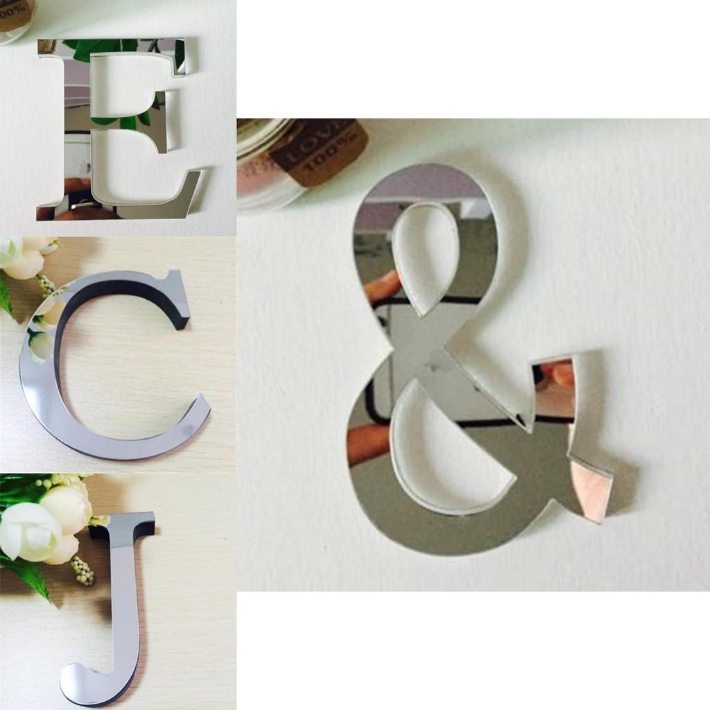 Chic 4 Letters Love Home Furniture Mirror Tiles Self-adhesive Wall Sticker Decor