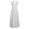 Women Summer Short Sleeve Dot Print Tassels V Neck Long Dress Beach Maxi Dress