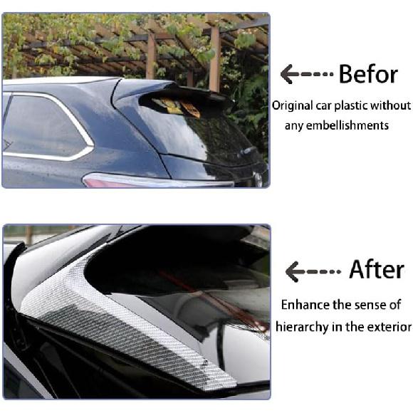 Car Accessories Fit for Toyota Highlander ABS 2014 2015 2016 2017 2018 2019 Side Rear Window Spoiler Wing Cover Trims (Carbon Fiber) 2PCS