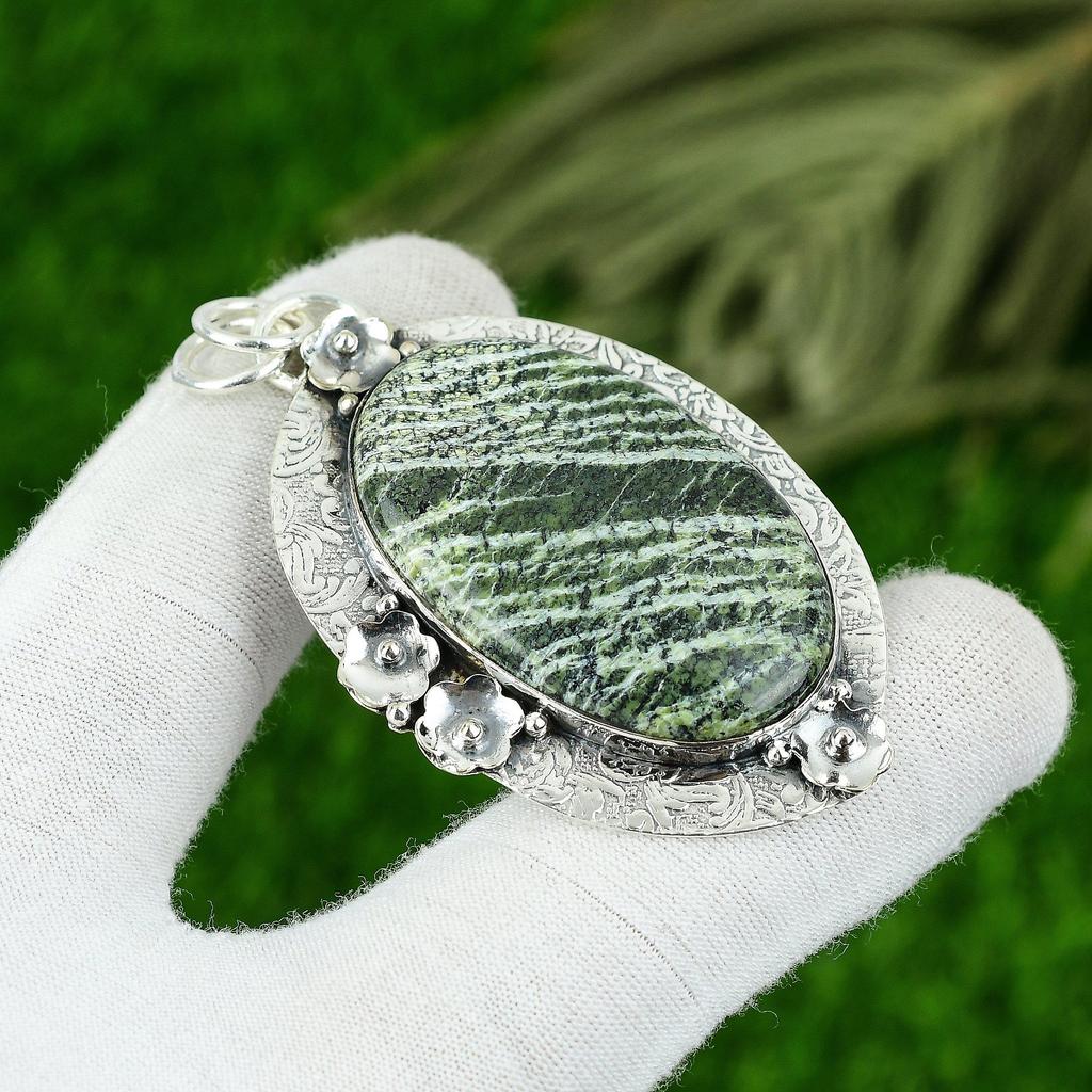 Birthday Gift For Her Natural Green Swiss Opal Gemstone Pendant 925 Silver