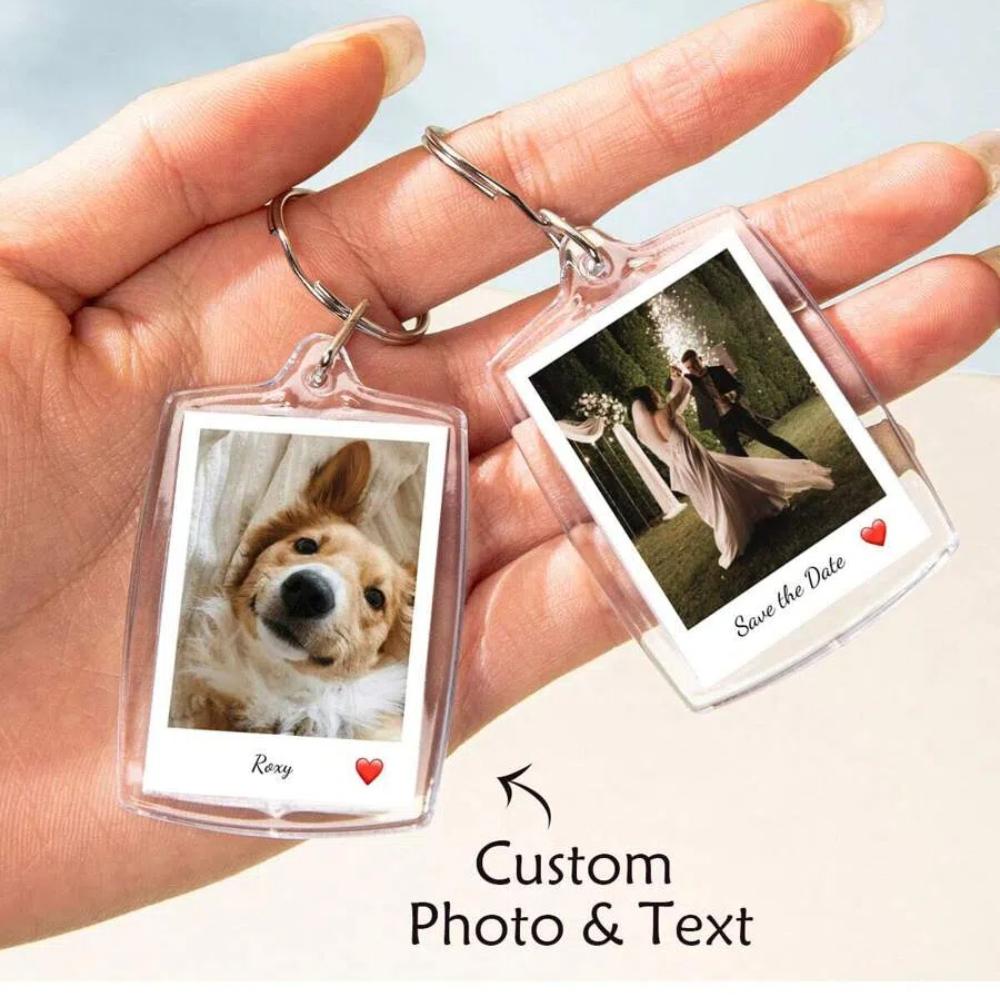 Personalisierte Anpassung 1 Stück Schlüsselanhänger mit Foto und Text Personalisierter Acryl-Schlüsselanhänger Personalisierter Partner-Schlüsselanhänger Foto-Schlüsselanhänger