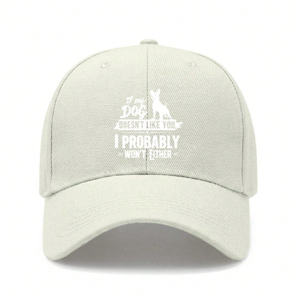 [Dog Lover Baseball Cap] Cream Letter Print Polyester Adjustable Breathable Casual Outdoor Sports Baseball Hat For Men Women